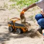 RC Dump Truck Toy, 9-Channel 1:18 Scale, Remote Control Dump Truck RC Construction Vehicle Truck Toy with Metal Bed & Light, 2 R