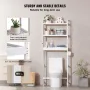 Over the Toilet Storage, 3-Tier Adjustable Over Toilet Bathroom Organizer, Bamboo Storage Shelf Rack with 3 Hooks, Freestanding 