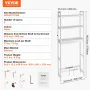 VEVOR Over the Toilet Storage, 3-Tier Adjustable Over Toilet Bathroom Organizer, Bamboo Storage Shelf Rack with 3 Hooks, Freesta