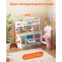 Play Kitchen for Kids, Wooden Toy Kitchen Set with Lights and Sounds, Toddler Kitchen with Ice Maker, Oven, Sink, Microwaves, Fr