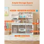 VEVOR Play Kitchen for Kids, Wooden Toy Kitchen Set with Lights and Sounds, Toddler Kitchen with Ice Maker, Oven, Sink, Microwav