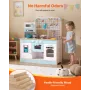 VEVOR Play Kitchen for Kids, Wooden Toy Kitchen Set with Lights and Sounds, Toddler Kitchen with Ice Maker, Oven, Sink, Microwav
