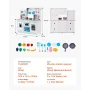 Play Kitchen for Kids, Wooden Toy Kitchen Set with Lights and Sounds, Toddler Kitchen with Ice Maker, Oven, Sink, Microwaves, Fr