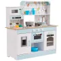 VEVOR Play Kitchen for Kids, Wooden Toy Kitchen Set with Lights and Sounds, Toddler Kitchen with Ice Maker, Oven, Sink, Microwav