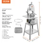 VEVOR Electric Meat Saw, 1800W Stainless Vertical Cutter, 19.1"x15" Workbench, 7.09" Cutting Thickness, Includes 5 Blades for Sl