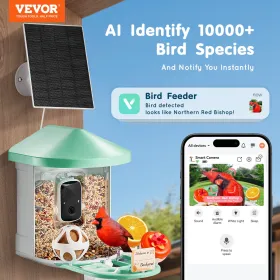 Smart Bird Feeder med kamera, 2K HD AI Identificer 10.000+