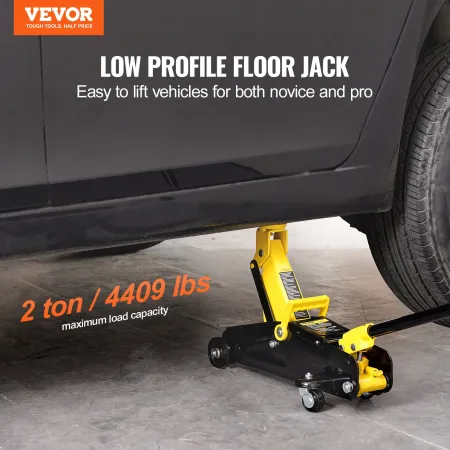 Low Profile Floor Jack 2 Ton (4400 lbs), Heavy Duty Iron