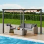 VEVOR 10'x10' Outdoor Retractable Pergola with Canopy, Aluminum Pergola with Retractable Canopy, Modern Pergola with Sun Shade C