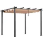 10'x10' Outdoor Retractable Pergola with Canopy, Aluminum Pergola with Retractable Canopy, Modern Pergola with Sun Shade Canopy 