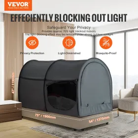 4 Doors Bed Tent Breathable Tent Light Blackout with 0.28 in Fiber Poles 190x137x119cm