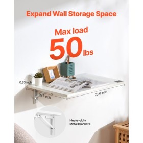 Wall Mounted Floating Folding Table Laptop Desk Home Office 23.62x15.75 in