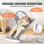 Baby Bouncer, Folding Bouncer Seat for Babies 0-9 Months, Newborn Bouncer Chair with 2 Reclining Angles & Rotatable Toy Bar, Por