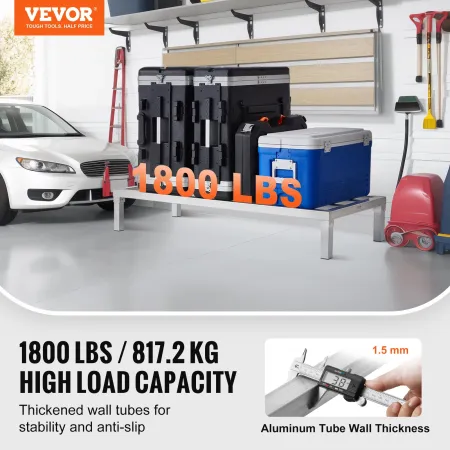 VEVOR Aluminum Dunnage Rack, 48” x 20” Commercial Food Floor Rack, 8” Off the Floor, 1800 lbs Capacity All-Welded Aluminum Stora
