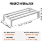 VEVOR Aluminum Dunnage Rack, 48” x 20” Commercial Food Floor Rack, 8” Off the Floor, 1800 lbs Capacity All-Welded Aluminum Stora