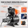 745 W(1 HP) Shallow Well Pump with Pressure Tank, 63 L/min(1000 GPH), Automatic Irrigation Water Booster Pump with 50 m(164 ft) 