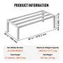 Aluminum Dunnage Rack, 48” x 20” Commercial Food Floor Rack, 12” Off the Floor, 1800 lbs Capacity All-Welded Aluminum Storage Ra