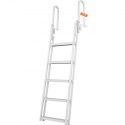 Aluminum Dock Ladder Flip-Up Boat Dock Ladder 5 Steps with 350lbs Load