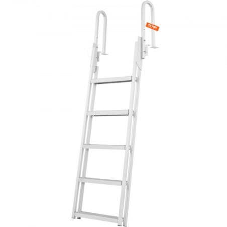 Aluminum Dock Ladder Flip-Up Boat Dock Ladder 5 Steps with 350lbs Load