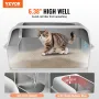 Cat Litter Box, 6 inches Deep, XL Extra Large Stainless Steel Cat Litter Box with Scoop, Wide Filtering Foot Board & High Sides,