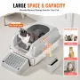 Cat Litter Box, 6 inches Deep, XL Extra Large Stainless Steel Cat Litter Box with Scoop, Wide Filtering Foot Board & High Sides,