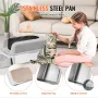 Cat Litter Box, 6 inches Deep, XL Extra Large Stainless Steel Cat Litter Box with Scoop, Wide Filtering Foot Board & High Sides,
