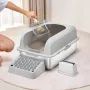 Cat Litter Box, 6 inches Deep, XL Extra Large Stainless Steel Cat Litter Box with Scoop, Wide Filtering Foot Board & High Sides,