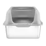 Cat Litter Box, 6 inches Deep, XL Extra Large Stainless Steel Cat Litter Box with Scoop, Wide Filtering Foot Board & High Sides,