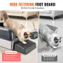 Cat Litter Box, 6 inches Deep, XL Extra Large Stainless Steel Cat Litter Box with Scoop, Wide Filtering Foot Board & High Sides,