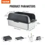 Cat Litter Box, 6 inches Deep, XL Extra Large Stainless Steel Cat Litter Box with Scoop, Wide Filtering Foot Board & High Sides,