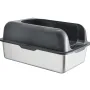 Cat Litter Box, 6 inches Deep, XL Extra Large Stainless Steel Cat Litter Box with Scoop, Wide Filtering Foot Board & High Sides,
