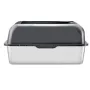Cat Litter Box, 6 inches Deep, XL Extra Large Stainless Steel Cat Litter Box with Scoop, Wide Filtering Foot Board & High Sides,