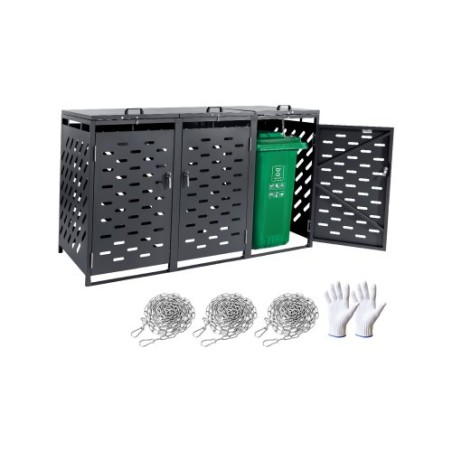 Trash Can Storage Garbage Can Storage Shed 3 x 52.79 Gal with Chain Lid