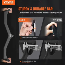 LAT Pulldown Attachment, Cable Machine Rowing V-bar Attachment, Tricep Pull Down Bar, Back Strength Training Rubber Coated Handl