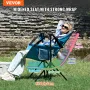 VEVOR Reclining Camping Chair, 300 lbs Load Camping Hængekøje Stol, Gynge Lounge Foldestol med Kopholder Opbevaringspose Hoved