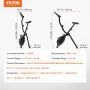 VEVOR Folde-motionscykel, Foldbar Fitness Stationær Cykel, Justerbar Magnetisk Modstand Stationær Cykel, Opretstående Indendørs