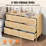 VEVOR 6 Drawer Rattan Dresser, Boho Dresser, Rattan Chest of Drawers with Spacious Storage, Natural Rattan Dresser for Bedroom, 