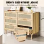 6 Drawer Rattan Dresser, Boho Dresser, Rattan Chest of Drawers with Spacious Storage, Natural Rattan Dresser for Bedroom, Living