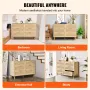 VEVOR 6 Drawer Rattan Dresser, Boho Dresser, Rattan Chest of Drawers with Spacious Storage, Natural Rattan Dresser for Bedroom, 
