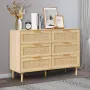 VEVOR 6 Drawer Rattan Dresser, Boho Dresser, Rattan Chest of Drawers with Spacious Storage, Natural Rattan Dresser for Bedroom, 