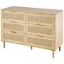 VEVOR 6 skuffer rattan kommode, Boho kommode, rattan kommode med rummelig opbevaring, naturlig rattan kommode til soveværelse,