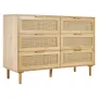6 skuffer rattan kommode, Boho kommode, rattan kommode med