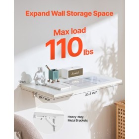 Wall Mounted Floating Folding Table Laptop Desk Home Office 35.43x19.69 in