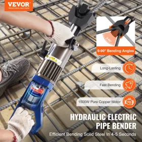 VEVOR Electric Hydraulic Rebar Bender, 1500W Portable Rebar Bending Machine, Bending up to 3/4 Inch 6 (6-20mm) within 4 Seconds,
