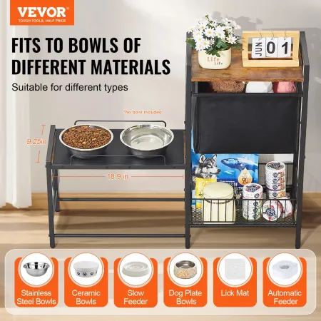 Pet Feeding Station with Storage, Elevated Dog Bowls, Raised Dog Bowl Stand, Dog Food Storage and Feeder Station with Storage Sh