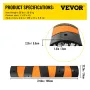VEVOR Modular Rubber Speed Bump Driveway Cable Protector Ramp 6FT with 2 Channel 185x31x5.5 cm
