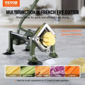 VEVOR French Fry Cutter, Potato Slicer with 1/2-Inch Stainless Steel Blade, Manual Potato Cutter Chopper with Suction Cups, Grea