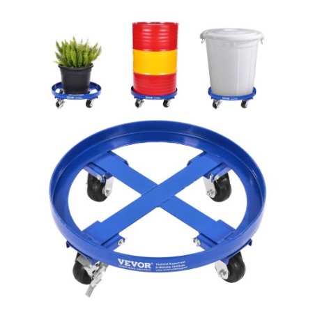 55 Gallon Drum Dolly 2000 lbs Barrel Dolly Cart Drum Caddy 4 Caster Wheels