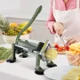 French Fry Cutter, Potato Slicer with 1/2" 3/8" 1/4" Stainless Steel Blades, Manual Potato Cutter Chopper with Suction Cups, Gre