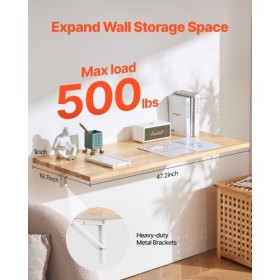 Wall Mounted Floating Folding Table Laptop Desk Home Office 47.24x19.69 in