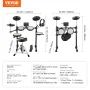 Electric Drum Set, 15 Drum Kits & 150 Sounds Electronic Drum Kit, USB MIDI Supported 8 in Quiet Mesh Snare Electric Drum Set wit